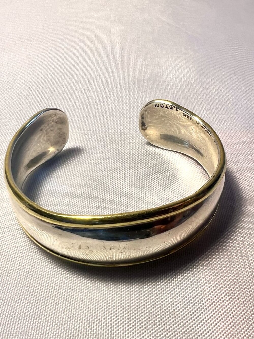 Taxco Mecico Modernist Sterling Silver 925 & Brass Cuff Bracelet-SB2D3